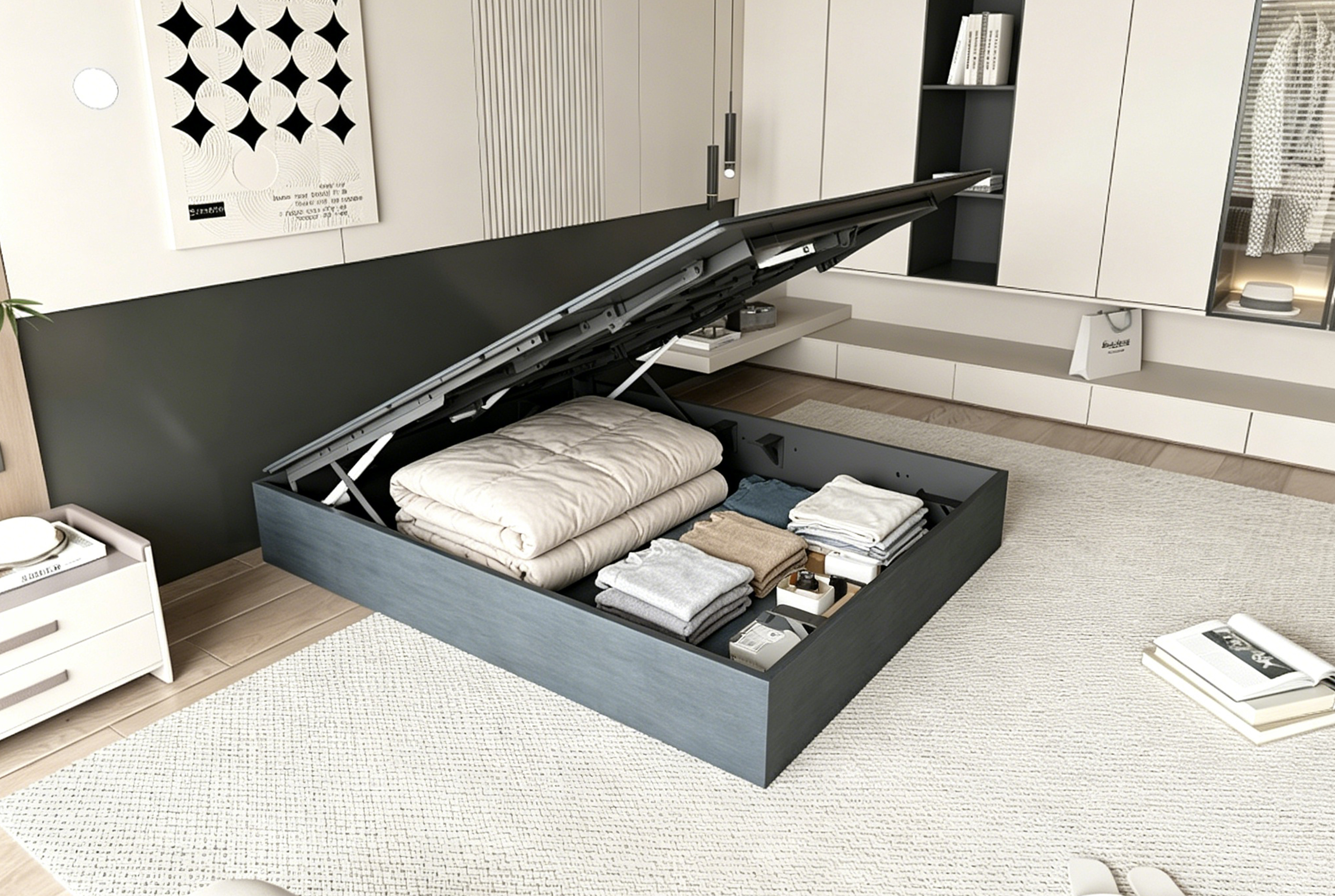 Estrutura de cama ajust&aacute;vel inteligente Dreamotion com sistema de controle remoto com design de armazenamento extra grande